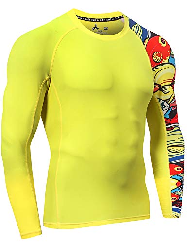 LAFROI Men's Long Sleeve UPF 50+ Baselayer Skins Performance Fit Compression Rash Guard-CLYYB Asym Pops Size LG - Image 3