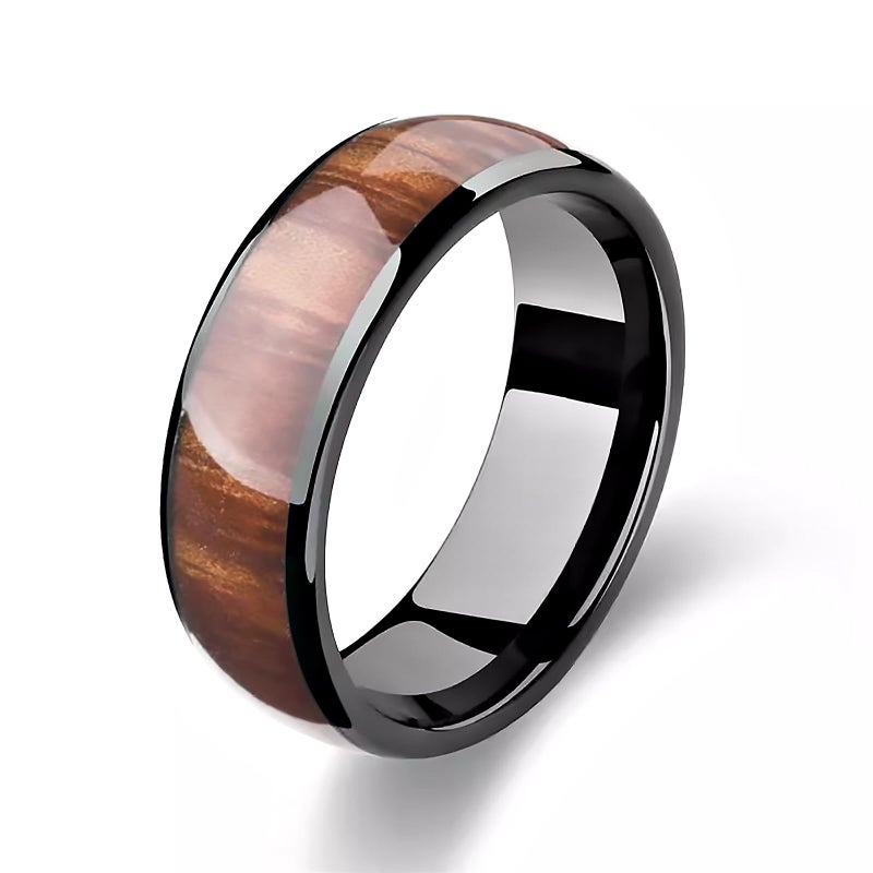 Generic T5577 Chip Epoxy Wood Grain Ceramic Rewritable 125kHz RFID Smart Finger Ring for Clone TK4100 or EM4100 Keycards (US#10 65MM) - Image 1