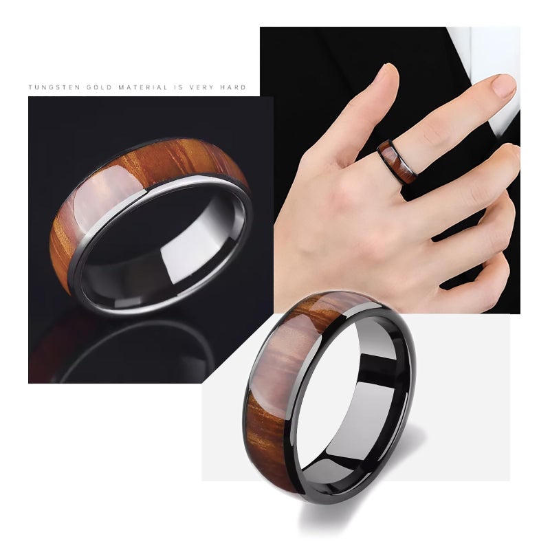 Generic T5577 Chip Epoxy Wood Grain Ceramic Rewritable 125kHz RFID Smart Finger Ring for Clone TK4100 or EM4100 Keycards (US#10 65MM) - Image 5