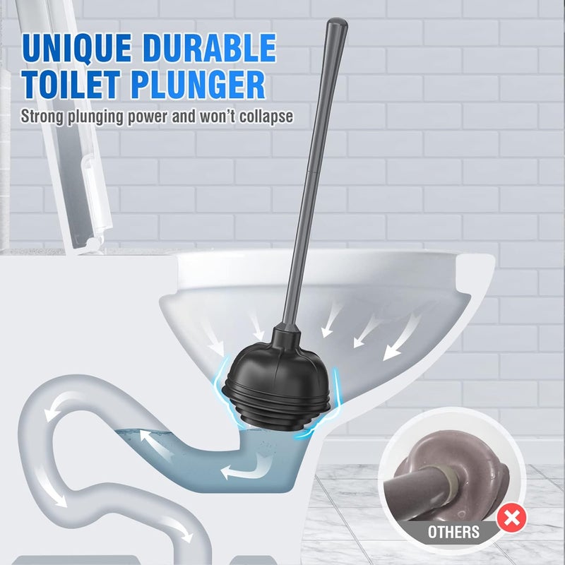 uptronic Toilet Plunger with Holder, Unique Plunger with All-Angle Design, Plungers for Bathroom with Holder, Heavy Duty Toilet Plunger for 5.7-inch Toilet Drain Bathroom Cleaning - Image 2