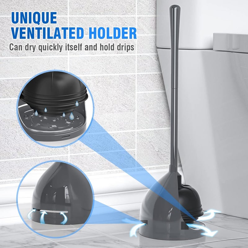 uptronic Toilet Plunger with Holder, Unique Plunger with All-Angle Design, Plungers for Bathroom with Holder, Heavy Duty Toilet Plunger for 5.7-inch Toilet Drain Bathroom Cleaning - Image 5