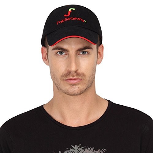FabSeasons Black Cotton Unisex Adjustable Size Summer Cap - Image 1