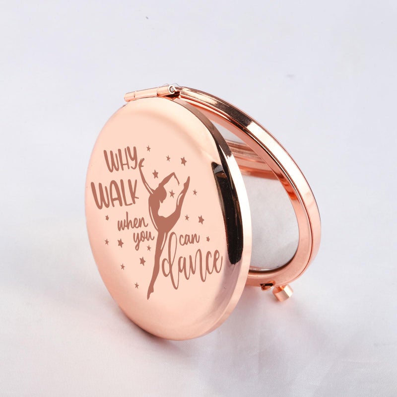 Seiraa Dance Lover Gift Dancer Compact Makeup Mirror - Why Walk When You Can Dance - Unframed Stainless Steel Round Mirror - 2.55"" - Travel Size - Image 4