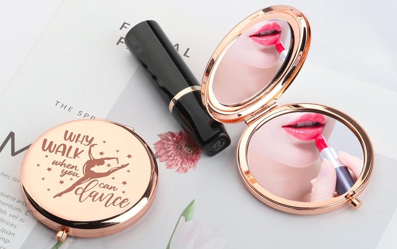 Seiraa Dance Lover Gift Dancer Compact Makeup Mirror - Why Walk When You Can Dance - Unframed Stainless Steel Round Mirror - 2.55"" - Travel Size - Image 5