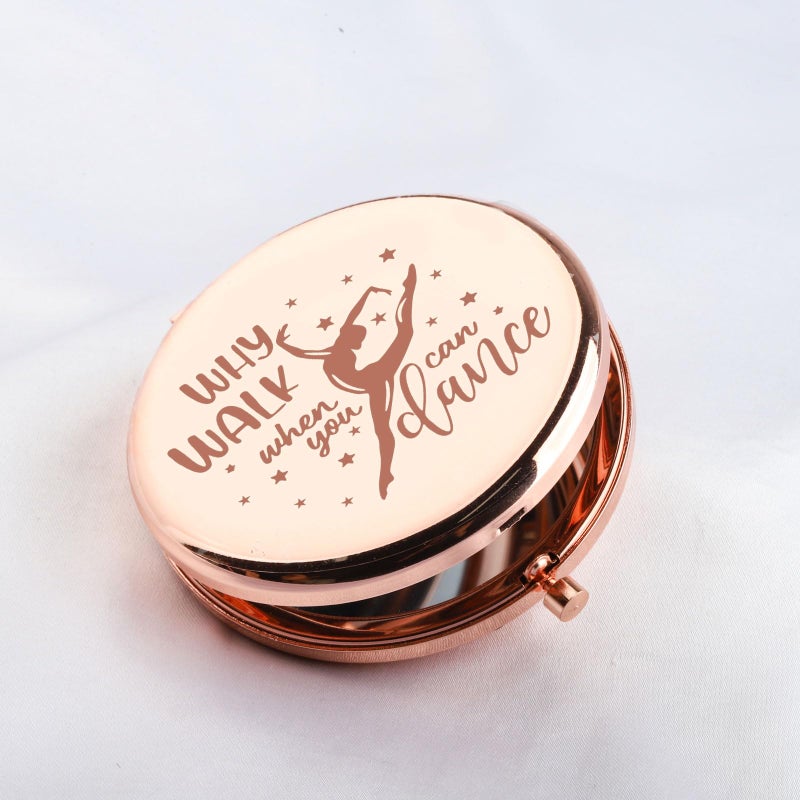 Seiraa Dance Lover Gift Dancer Compact Makeup Mirror - Why Walk When You Can Dance - Unframed Stainless Steel Round Mirror - 2.55"" - Travel Size - Image 3