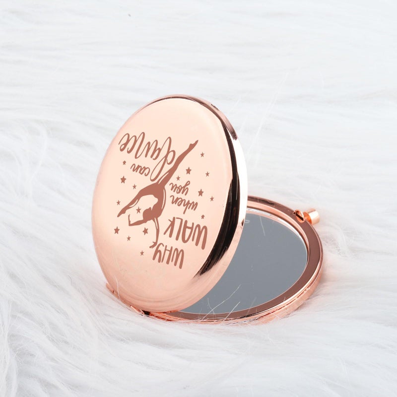 Seiraa Dance Lover Gift Dancer Compact Makeup Mirror - Why Walk When You Can Dance - Unframed Stainless Steel Round Mirror - 2.55"" - Travel Size - Image 2