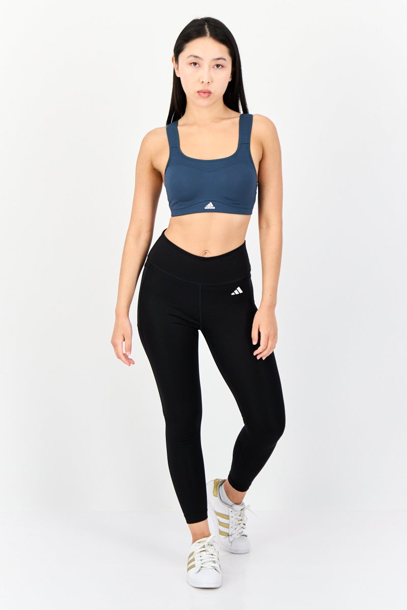 Adidas Women Brand Logo Padded Sports Bra, Teal Green - Image 2