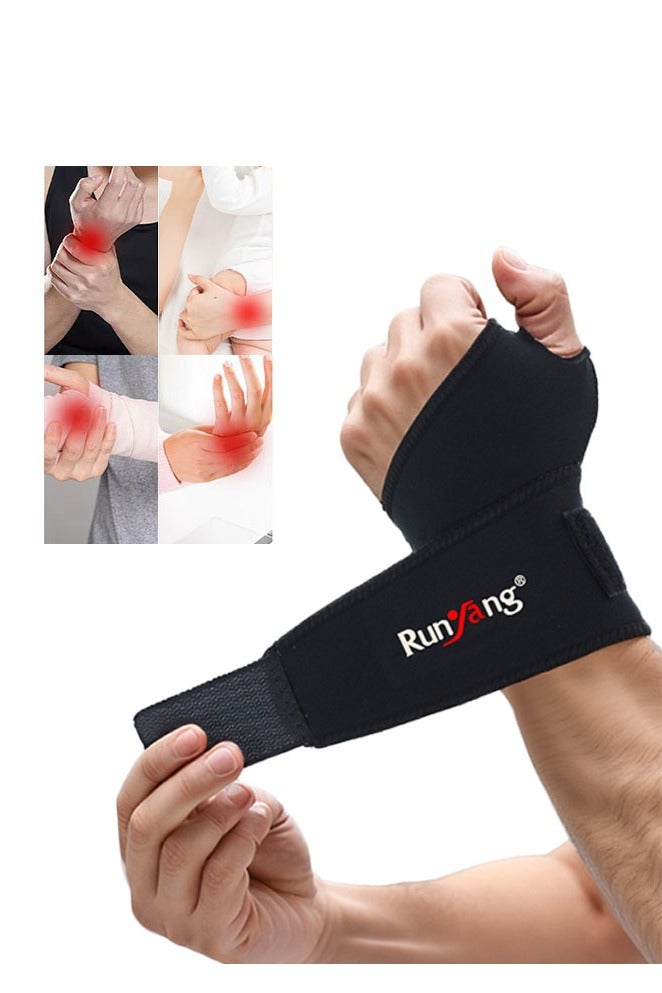 Runyang Adjustable Hand Wraps for Carpal Tunnel and Arthritis Relief, Elastic Compression Wrap for Pain Relief, Wrist Support for Men Women, Wrist Strap for Weightlifting, Gym and Sports Use, Black - Image 2