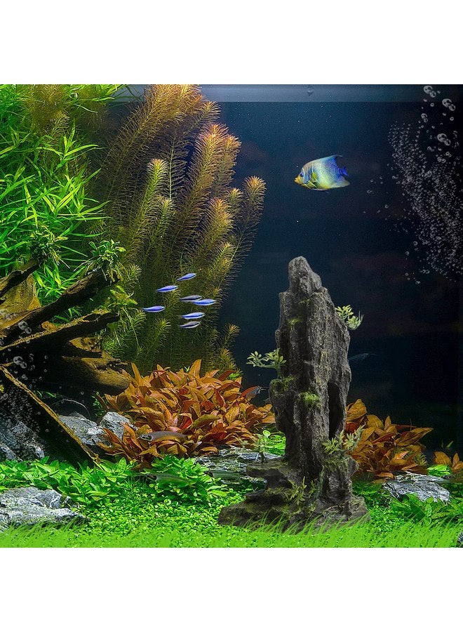 سايم ديكورات حوض السمك، زينة حوض السمك الحجري بارتفاع 14.4 بوصة، منظر جبلي صخري صناعي، كهف سمكي لاختباء الروبيان بيتا أمانو والسيشليد للعب والاختباء والراحة - أ - Image 2
