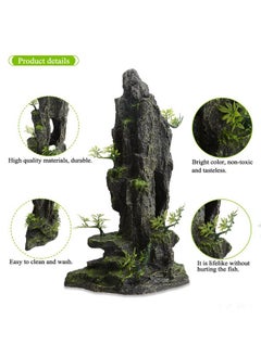 Saim Fish Tank Decorations, 14.4'' Tall Mountain View Stone Aquarium Ornament, Artificial Mountain Hill View Stone Rock Cave Fish Hiding Cave for Betta Amano Shrimp Cichlid to Play,Hide and Rest - A  - Image 4