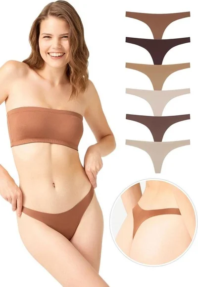 COTTONHILL Laser Cut Women's Thong Panties 6 Pack