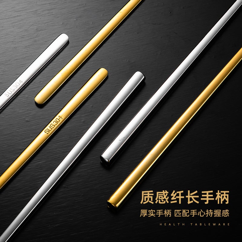 Korean 304 Stainless Steel Chopsticks Set – Modern Simple Design with Rectangular Spoon - Image 5