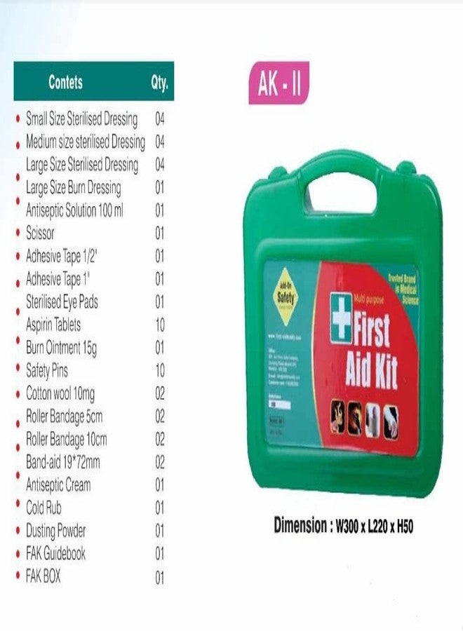 Jayco First Aid Kit for Home/Office/Vehicle/Travel - AK-II (with all the meds / 50 items inside in a Green Plastic Box) - Image 3