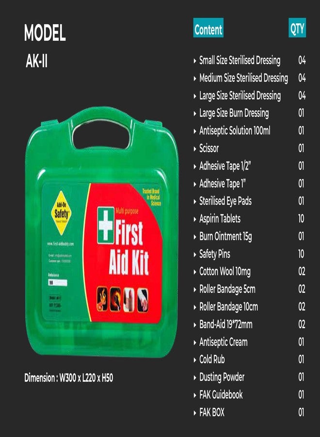 Jayco First Aid Kit for Home/Office/Vehicle/Travel - AK-II (with all the meds / 50 items inside in a Green Plastic Box) - Image 2