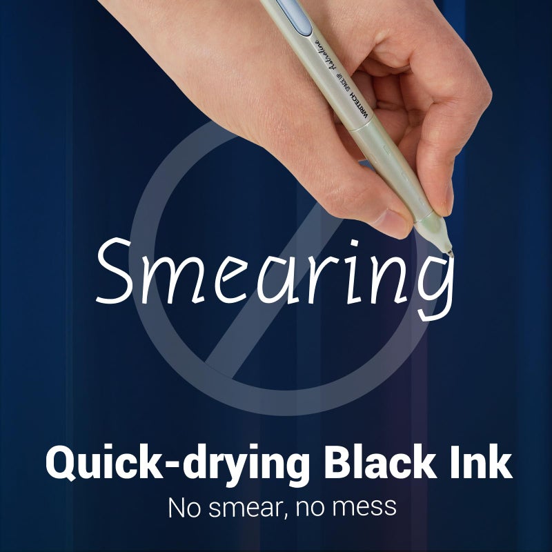 WRITECH Gel Pen Fine Point: Space Up Astroline Pen Metal Barrel 0.7mm Retractable Black Ink 1ct with 1 Refill Silent Clicker Smooth Writing No Smear (Blue) - Image 5