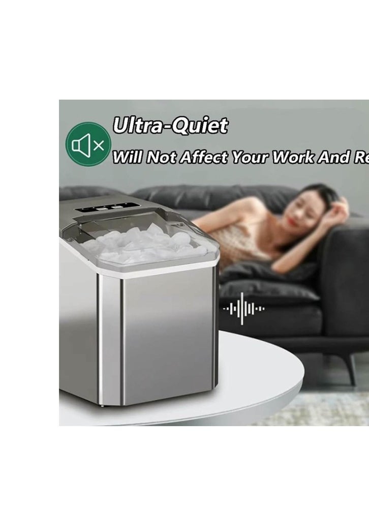 Portable Ice Maker,Ice Maker Machine,9 Cubes in 6 Mins, 1.3L Water Tank Auto 2 Ice Sizes,12KG /24h, Self-Cleaning Ice Machine for Home Kitchen,Party,Camping with Scoop