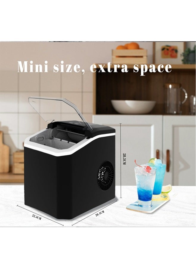 Portable Ice Maker,Ice Maker Machine,9 Cubes in 6 Mins, 1.3L Water Tank Auto 2 Ice Sizes,12KG /24h, Self-Cleaning Ice Machine for Home Kitchen,Party,Camping with Scoop
