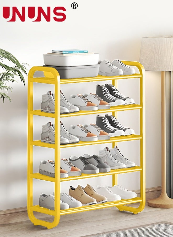 UNUNS 5 Tiers Metal Shoe Rack,Adjustable Shoe Shelf Storage Organizer,Stackable Shoe Storage,For Entryway,Hallway,Living Room,Closet,Golden - Image 3