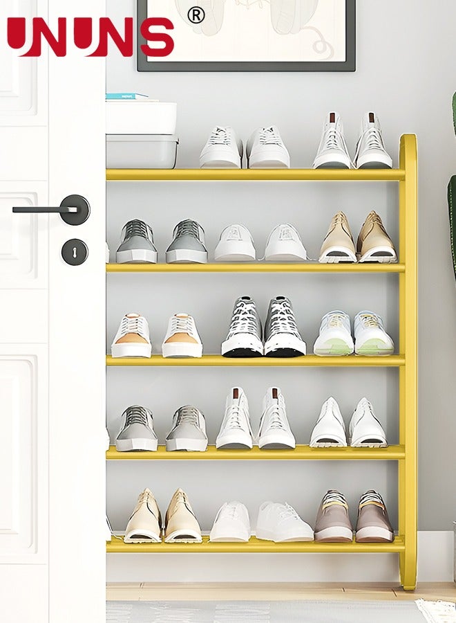 UNUNS 5 Tiers Metal Shoe Rack,Adjustable Shoe Shelf Storage Organizer,Stackable Shoe Storage,For Entryway,Hallway,Living Room,Closet,Golden - Image 2