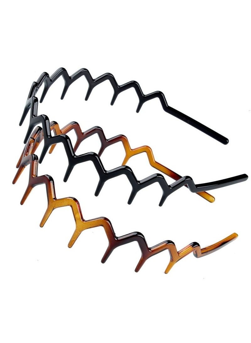 Set of 2 Zig Zag Black Plastic Sharks Tooth Hair Comb Headband - Image 1