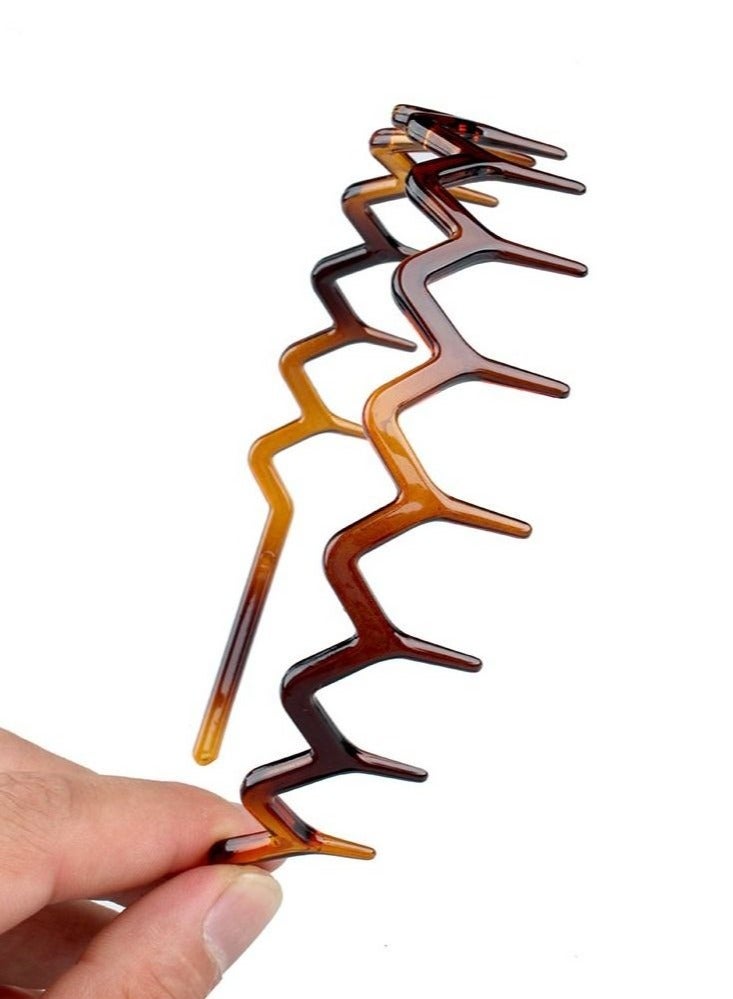 Set of 2 Zig Zag Black Plastic Sharks Tooth Hair Comb Headband - Image 2