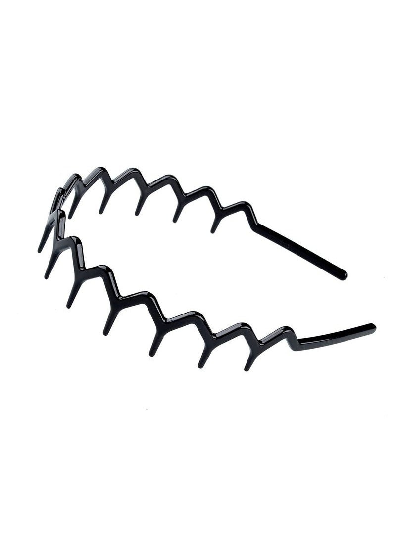Set of 2 Zig Zag Black Plastic Sharks Tooth Hair Comb Headband - Image 4
