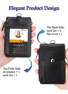 Badge Holder With Zip Pocket Multiple Card Slots Leather Id Card Holder With Nylon Lanyard For Cruise Ship Cards Office School Id Work Name Cards Driver'S License Black - pzsku/Z3854C08AF8091493AD3FZ/45/_/1721910827/8723996d-1db4-46f2-b906-7712b24f6870