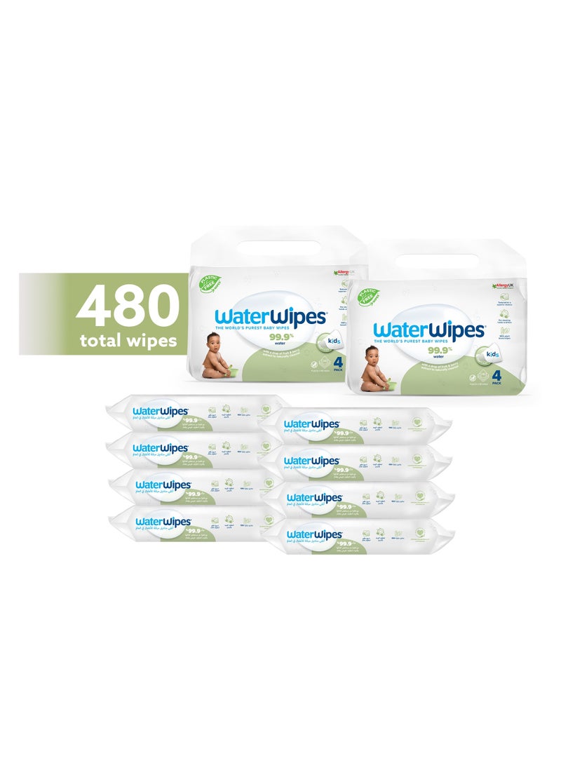 WaterWipes Plastic Free Textured Clean, Toddler & Baby Wipes, 99.9% Water Based Wet Wipes & Unscented for Sensitive Skin - Image 1