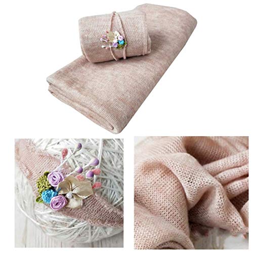 BabyMoon Rayon Newborn Baby Wraps with Hairband Photography Photoshoot Props Costume Swaddle (190x60cm, Brown) - Image 3