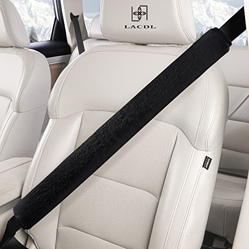 LACDL Extra Long Seatbelt Cover Super Soft Furry for Adults Kids Women & Men, Thick Plush Full Car Seat Belt Strap Cushion, Fluffy Shoulder Pad Protector, Auto Interior Accessories, 1pc, Black, 25.5in - Image 2