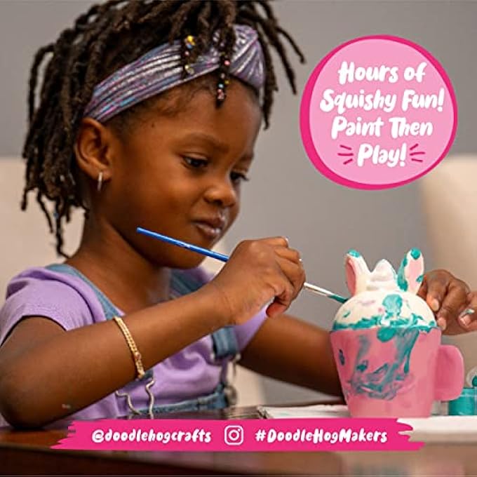 DOODLE HOG Bunny Squishy Painting Kit - Squishy Toys for Kids, Squishies for Kids - Slow Rise Squishy Animals - Ideal Arts and Crafts, Gifts for 8-12, Girls & Boys, Easter Basket Stuffers - Image 4