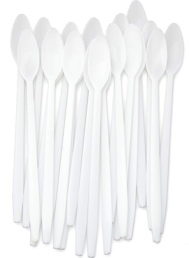 Avant Grub Extra Long, Sturdy White 8in Premium Sundae Spoons 50ct. Heavy Duty Disposable Plastic Utensils for Ice Cream, Milkshakes, Tea and Floats. Best Stirring Spoon for Fun Cocktails and Tall Iced Beverages - Image 1