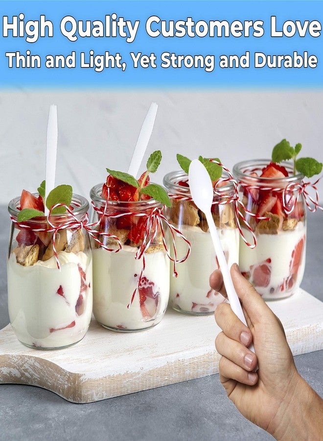 Avant Grub Extra Long, Sturdy White 8in Premium Sundae Spoons 50ct. Heavy Duty Disposable Plastic Utensils for Ice Cream, Milkshakes, Tea and Floats. Best Stirring Spoon for Fun Cocktails and Tall Iced Beverages - Image 4