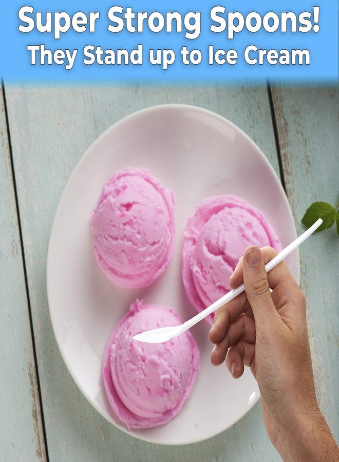 Avant Grub Extra Long, Sturdy White 8in Premium Sundae Spoons 50ct. Heavy Duty Disposable Plastic Utensils for Ice Cream, Milkshakes, Tea and Floats. Best Stirring Spoon for Fun Cocktails and Tall Iced Beverages - Image 2