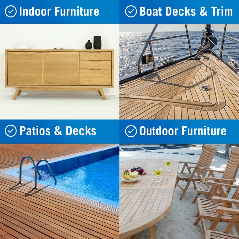 Better Boat Teak Sealer and Oil for Wood, Includes Cleaner and Brightener, for Outdoor Furniture, Boats, Indoor Furniture, and Shower Stools, Restores and Seals with a Finished Look - Image 2