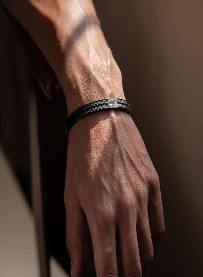 Mesmerize Atticus Stainless Steel Kada Bracelet for Men – Durable, Anti-Tarnish, Water & Sweat Resistant, Hypoallergenic, Stylish & Comfortable Fit – Premium Gift Box Included (Black, L) - Image 3