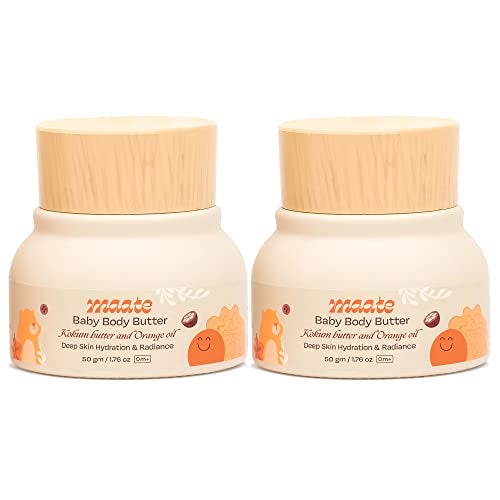 Maate Baby Body Butter (Pack of 2 * 50 gm) | Enriched with Pure Kokum Butter, Shea Butter & Saffron Oil | Baby Cream For Face, Skin & Body | Body Butter For Kids 0-12 years | Moisturizer Cream - Image 1