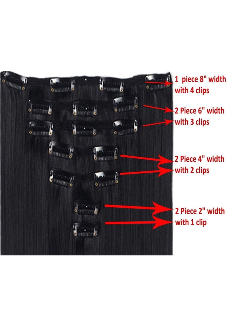 إستيل 7 قطع 16 مشابك 24 بوصة سميكة مجعد مستقيم كامل الرأس كليب في لحمة مزدوجة الشعر البني الداكن مجعد - Image 4