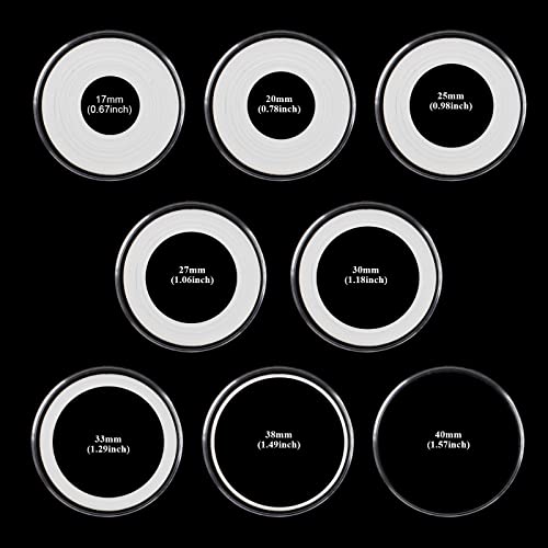 Utron 60P Clear Plastic Coin Capsules, Dollar Coin Holder, 40mm Silver Coin Storage for Collectors, Morgan Silver Dollar Coin Holders with Adjustable Gasket (17/20/25/27/30/33/38/40mm) - Image 5