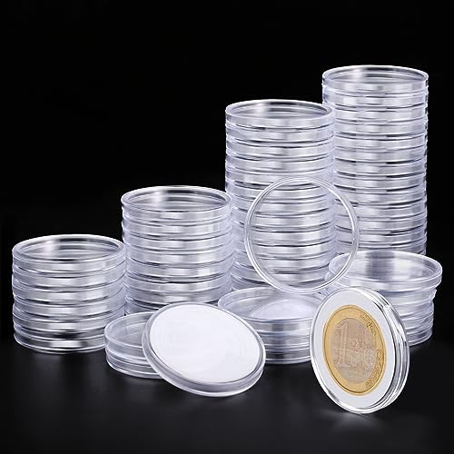 Utron 60P Clear Plastic Coin Capsules, Dollar Coin Holder, 40mm Silver Coin Storage for Collectors, Morgan Silver Dollar Coin Holders with Adjustable Gasket (17/20/25/27/30/33/38/40mm) - Image 1