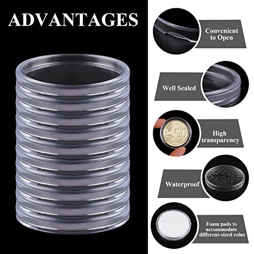 Utron 60P Clear Plastic Coin Capsules, Dollar Coin Holder, 40mm Silver Coin Storage for Collectors, Morgan Silver Dollar Coin Holders with Adjustable Gasket (17/20/25/27/30/33/38/40mm) - Image 4