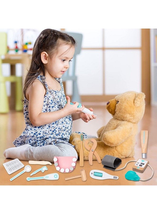 umu Doctor Kit For Kids Pretend Toy 36 Pcs Wooden Doctor Playset For Toddlers Montessori Toys Dentist Kit For 3 4 And 5 Year Old Boys And Girls - Image 5