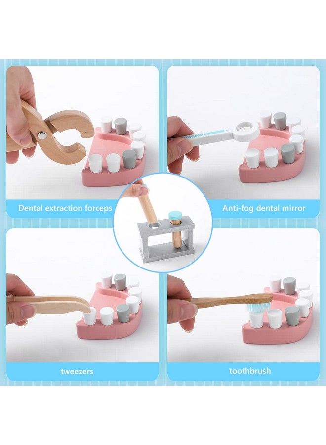 umu Doctor Kit For Kids Pretend Toy 36 Pcs Wooden Doctor Playset For Toddlers Montessori Toys Dentist Kit For 3 4 And 5 Year Old Boys And Girls - Image 4