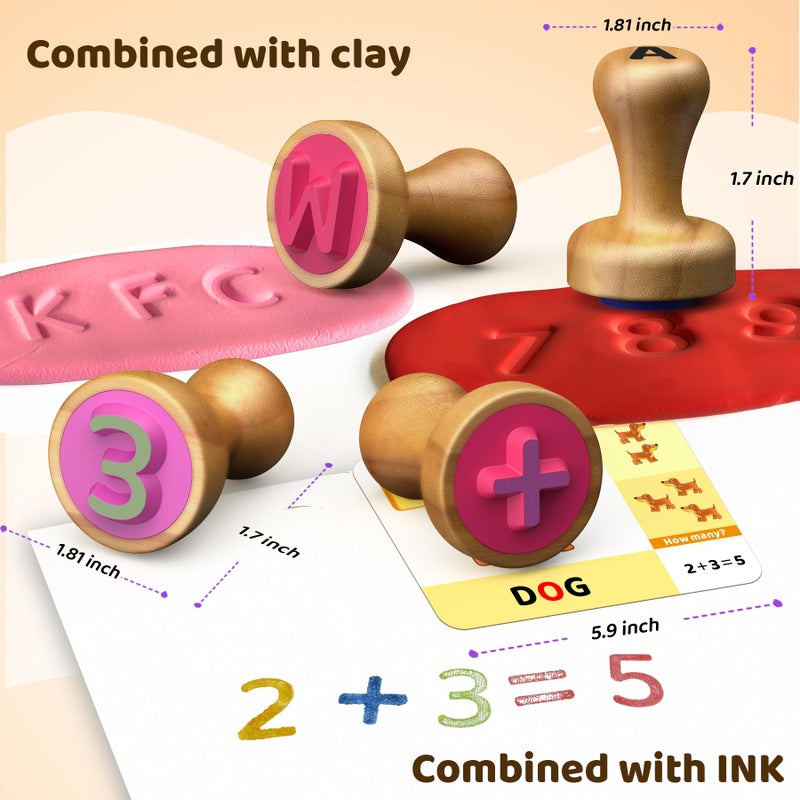 UdoUto Wooden Alphabet Number Stamps For Kids  Letter Abc Math Learning Stampers Toys  Montessori Education Toys Gifts For 3 4 5 Year Old  Kids'Preschool Home School Arts And Crafts Supplies - Image 2