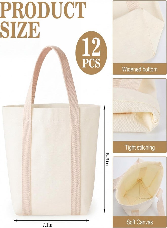 Aliceset 12 Pack Mini Canvas Tote Bags Reusable Mini Gift Bags Tote Bag for DIY (13 x 7 x 11 Inch,Beige - Image 4