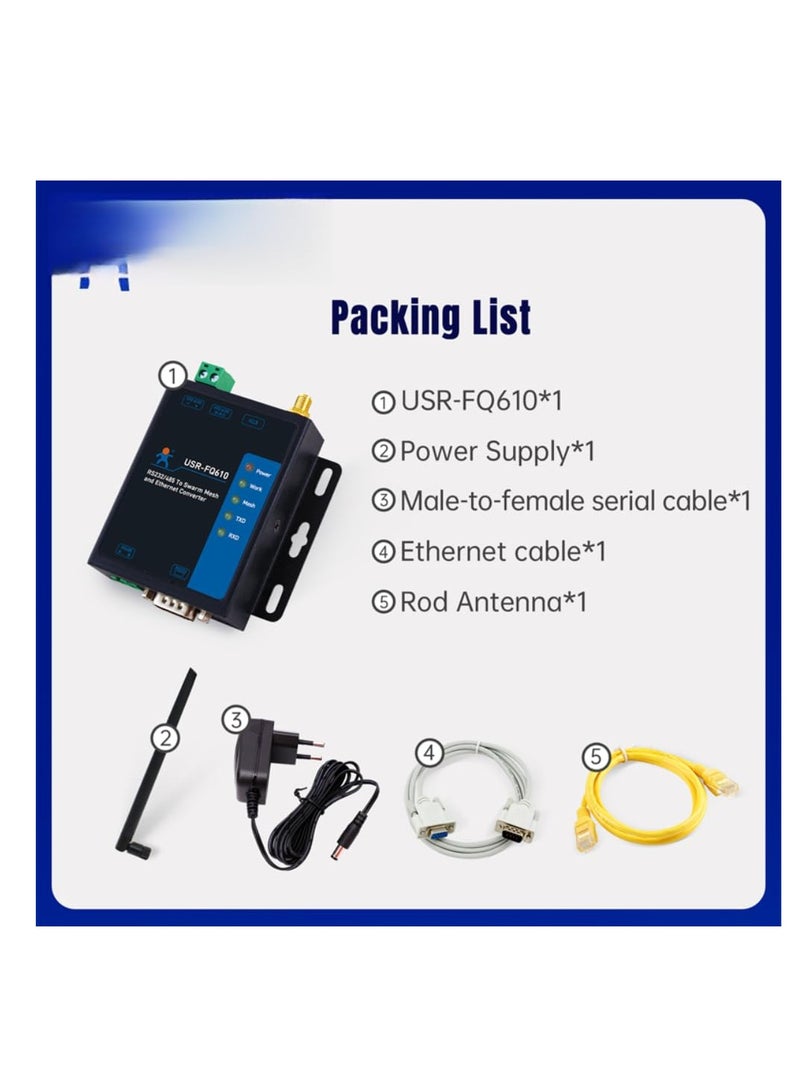 Serial Ethernet to Wireless Swarm Converter Supporting TCP UDP USR-FQ610  - Image 2