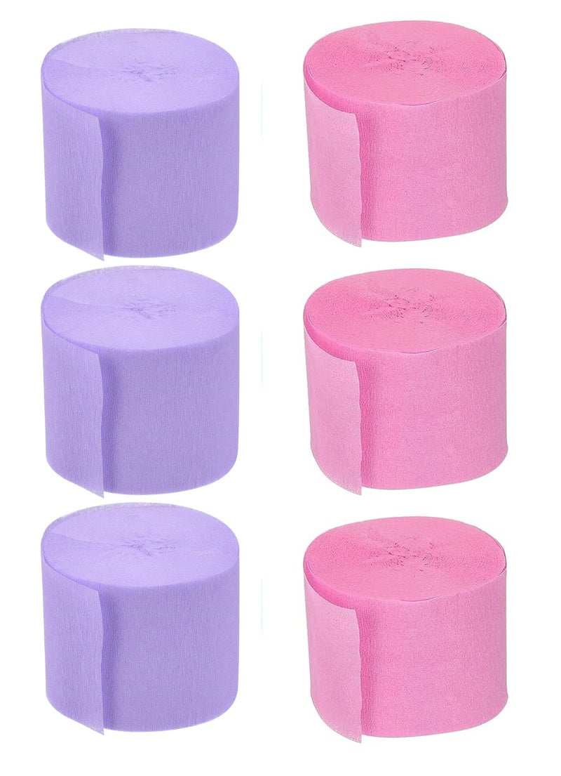 YYaaloa Crepe Paper Streamers 6 Rolls 492ftGreat Value Perfect Size for Party Birthday Wedding Ceremony Indoor Decoration Light PinkLight Purple