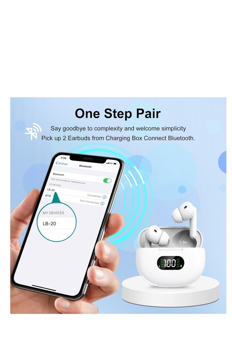 HAING Wireless Earbuds Bluetooth Earbuds, 45H Playback LED Power Display Earphones, Waterproof Earbuds with Advanced Noise Cancelling - Image 4