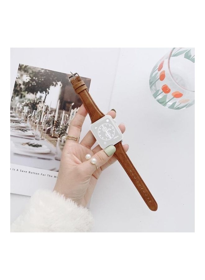 NIBEMINENT Ethnic Replacement Watchband for Apple Watch Series 1/2/3/4/5/6/7/SE 42/44/45mm Brown - Image 1