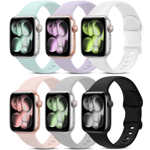 AMSKY 6 Pack Sport Bands Compatible with Apple Watch Band 38mm 40mm 41mm 42mm 44mm 45mm 49mm 46mm,Silicone Waterproof Strap for iWatch Apple Watch Series 11 10 9 Ultra 8 7 6 5 4 3 2 1 SE Women Men - Image 1